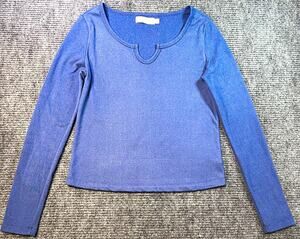 Dakota Blue Women’s Blue Cutout Scoop Neck Long Sleeve Knit Top – Size L